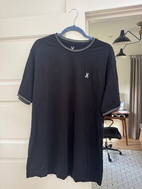 Psycho Bunny Black Short Sleeve Crewneck Tee with White Logo - XL/7